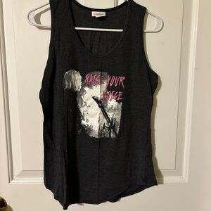 LuLaRoe Black Tank Top with Pink Graphic
